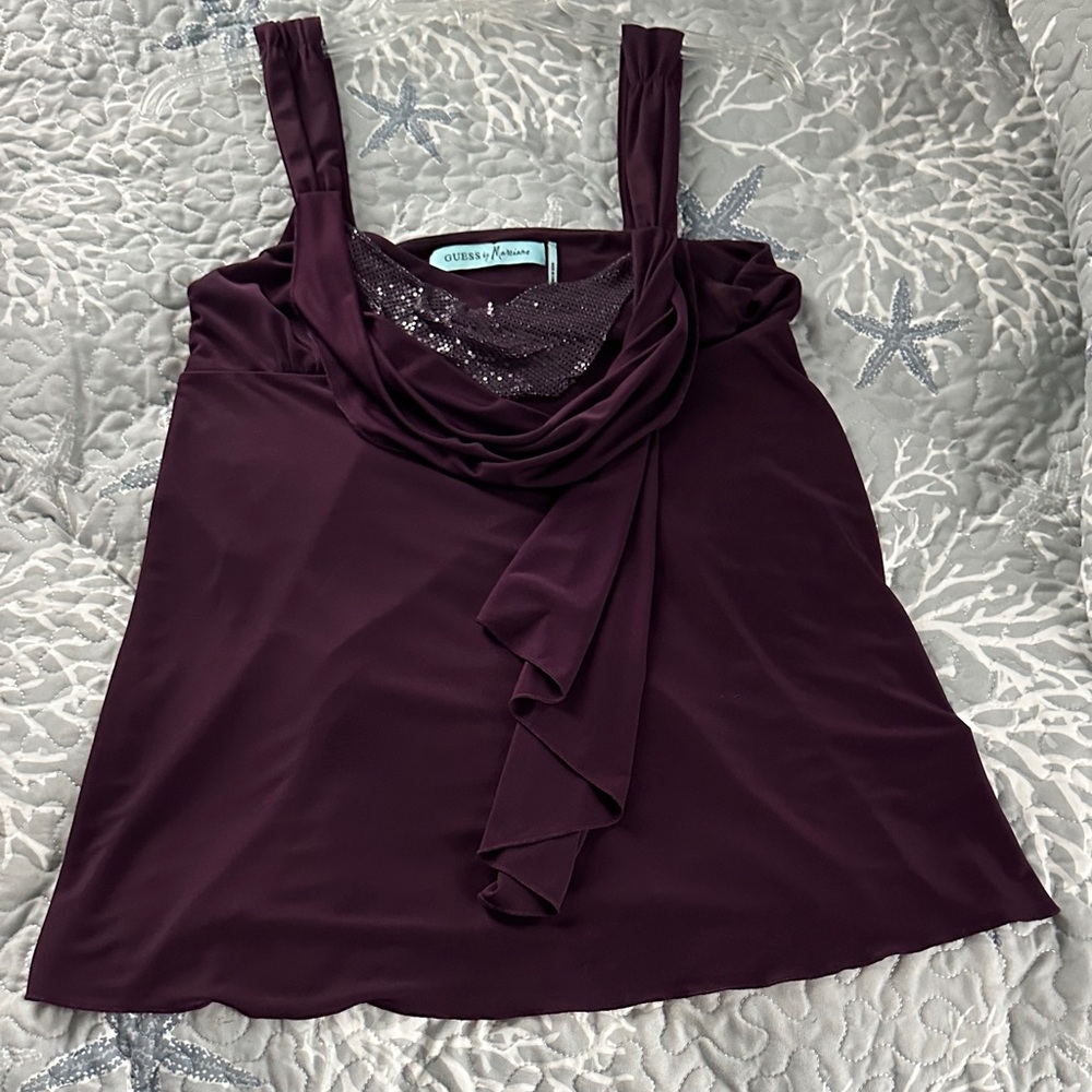 Guess Women's Deep Burgundy Tank Top